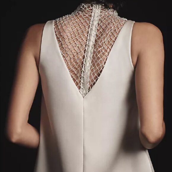 Brand New Mare Mare Crystal-Mesh Insert V-Neck Sleeveless Blouse - Picture 5 of 7